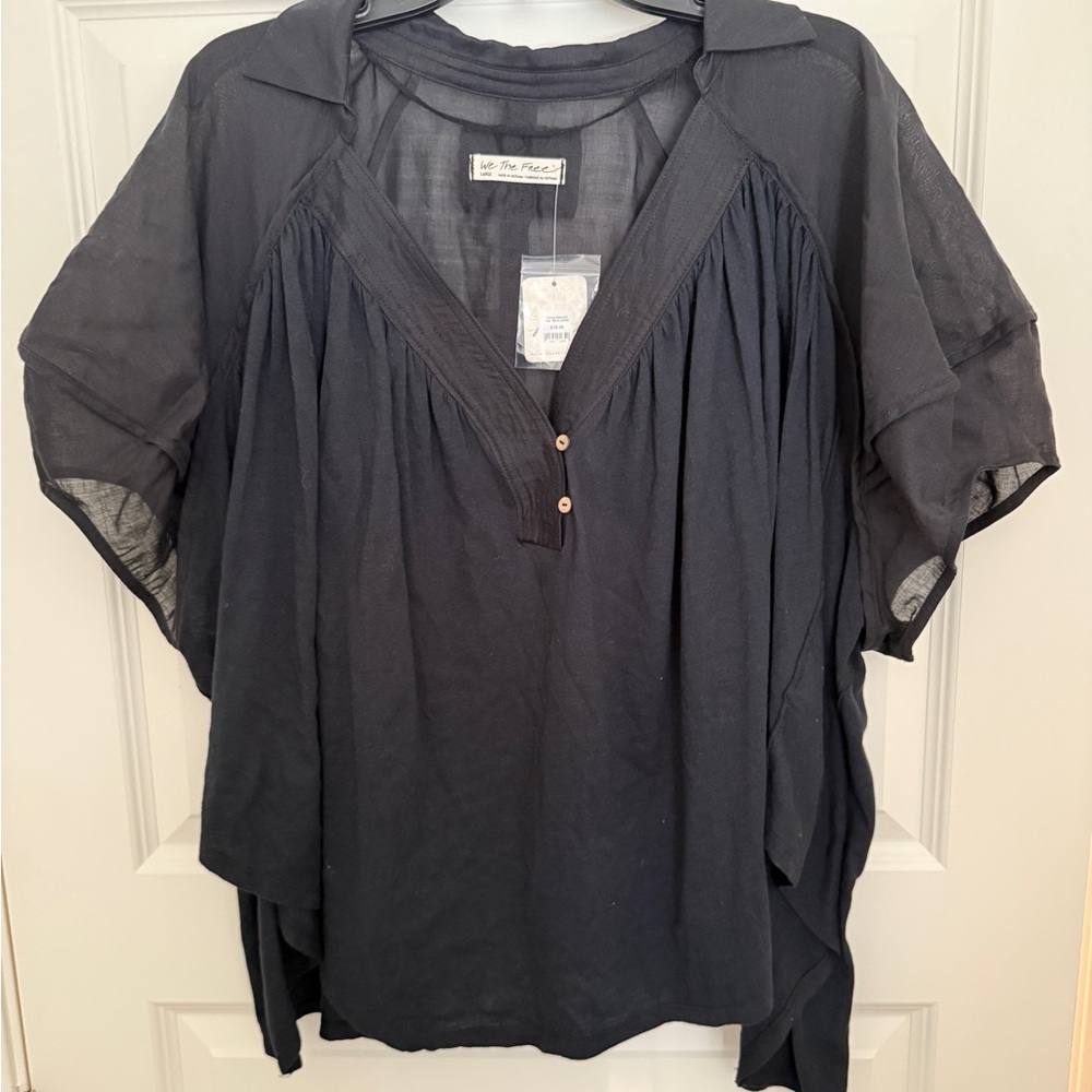 We The Free Black Sheer Blouse